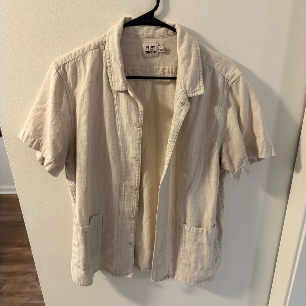 Flint and Tinder Beige Striped Button Down Shirt